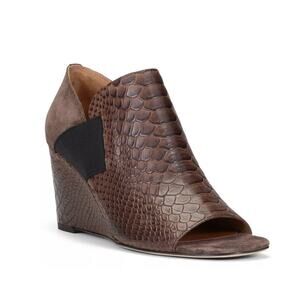 Donald Pliner Lizzy Snakeskin Embossed Leather Wedge Sandals 8.5M